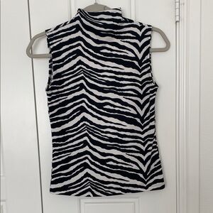 Zebra Print Mock neck Tank Top